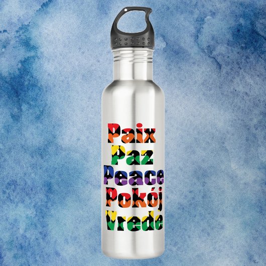 Peace Hearts Rainbow Pattern Waterfles