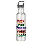 Peace Hearts Rainbow Pattern Waterfles (Voorkant)