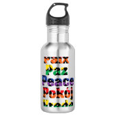 Peace Hearts Rainbow Pattern Waterfles (Voorkant)