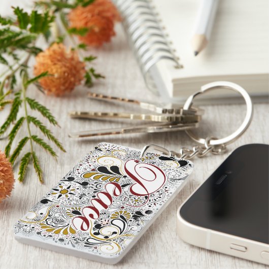 Peace Henna Design Sleutelhanger (Voorkant Rechts)