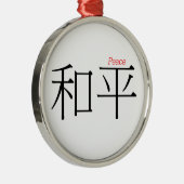 PEACE (hij pingelt) in Chinese karakters Metalen Ornament (Rechts)