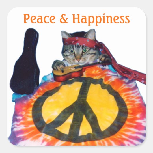 Peace Hippie Cat Sticker (Voorkant)
