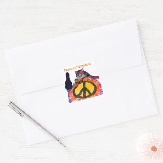 Peace Hippie Cat Sticker (Envelop)