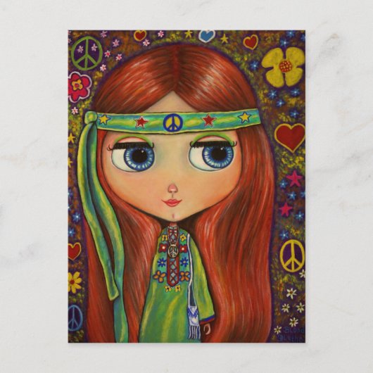 Peace Hippie Doll-Briefkaart Briefkaart (Voorkant)