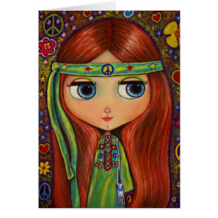 Peace Hippie Doll-kaart