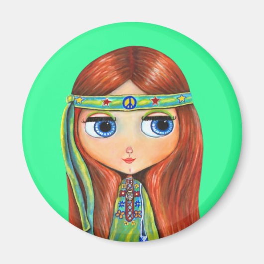 Peace Hippie Doll Magnet (Voorkant)