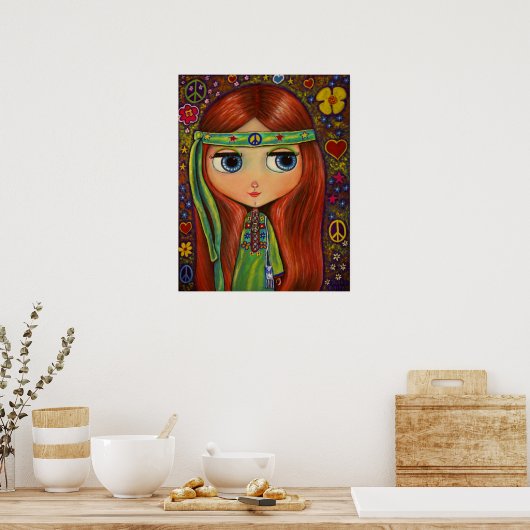 Peace Hippie Doll Poster (Keuken)
