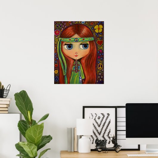 Peace Hippie Doll Poster (Thuiskantoor)