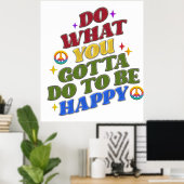 Peace Hippie Geluksbevordering Positiviteit Poster (Thuiskantoor)