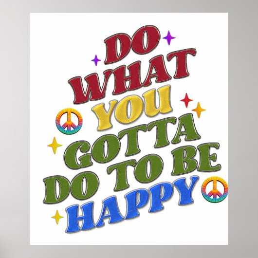 Peace Hippie Geluksbevordering Positiviteit Poster (Voorkant)