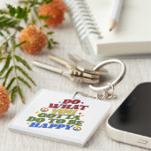 Peace Hippie Geluksbevordering Positiviteit Sleutelhanger (Voorkant Rechts)