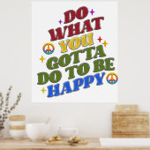 Peace Hippie Happy Encouragement Positivity  Poster (Keuken)