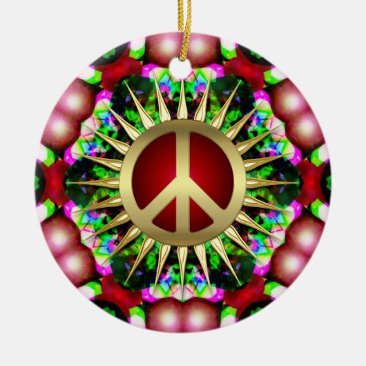 Peace Hippie Hexagon keramische keramiek Keramisch Ornament (Voorkant)