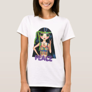 Peace Hippie Meisje met Fringed Vest & Hoofdband T-shirt