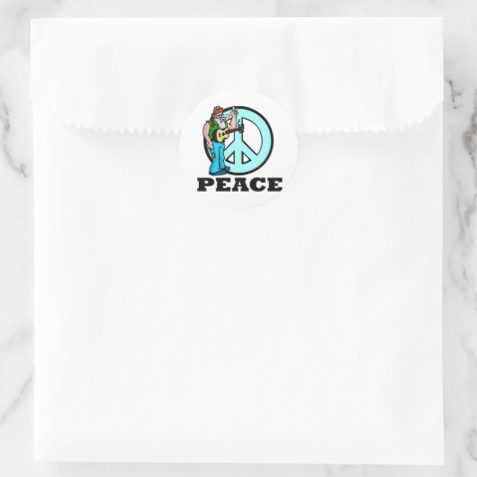 Peace Hippie Ronde Sticker (Tas)