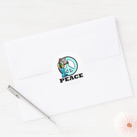 Peace Hippie Ronde Sticker (Envelop)