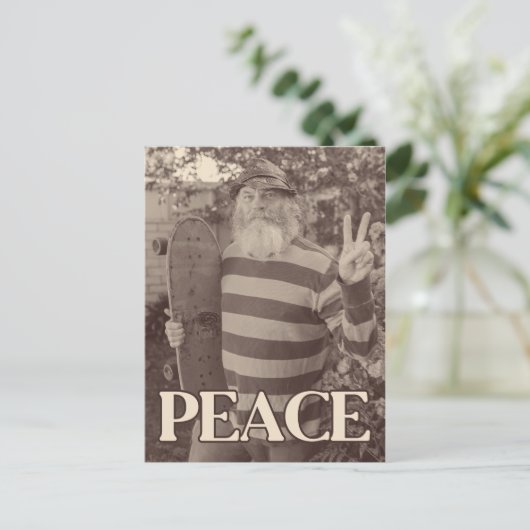 Peace Hippie-Schaats  Briefkaart (Staand voorkant)