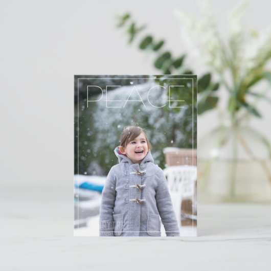 Peace Holiday-foto Eenvoudige kerstkaart Feestdagenkaart (Staand voorkant)
