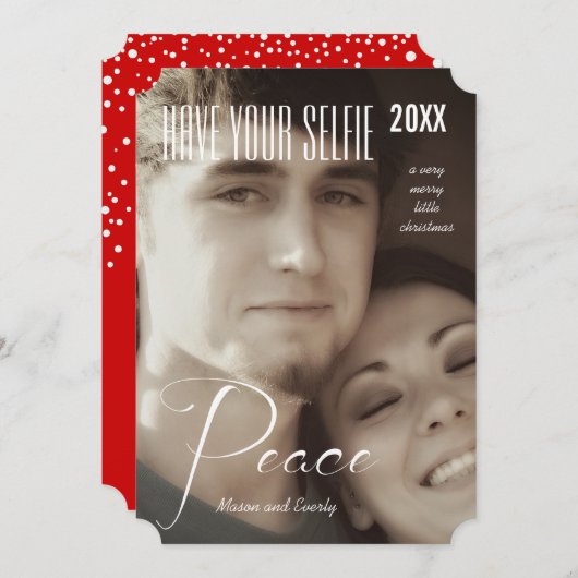 Peace Holiday heeft uw selfie en zeer vrolijk Feestdagenkaart (Voorkant / Achterkant)