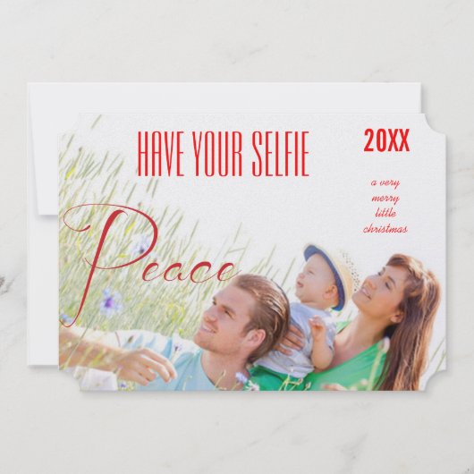 Peace Holiday heeft uw selfie en zeer vrolijk Feestdagenkaart (Voorkant)