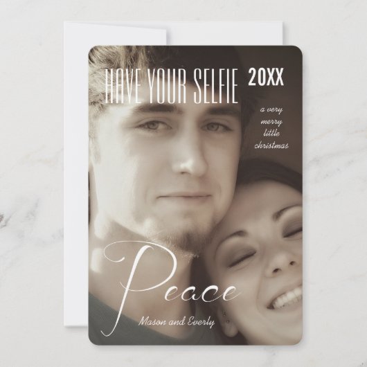 Peace Holiday heeft uw selfie en zeer vrolijk Feestdagenkaart (Voorkant)