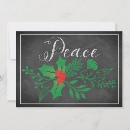 Peace Holiday Kaart | Faux Chalkboard, Holly