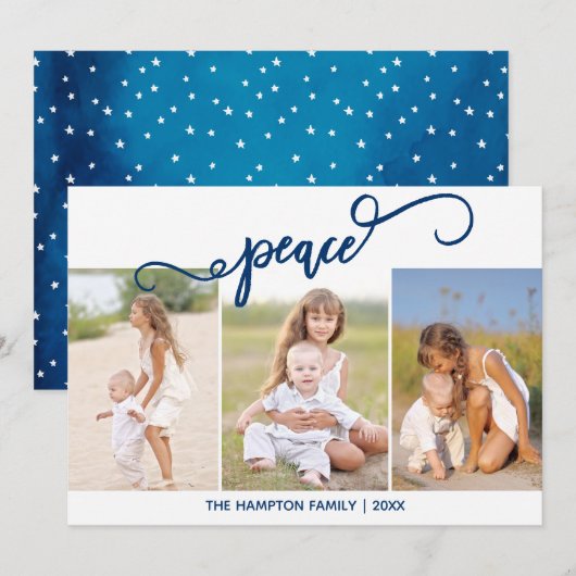 Peace Holiday Photo Collage Holiday Card Feestdagenkaart (Voorkant / Achterkant)