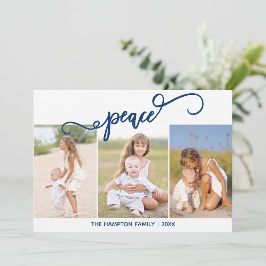 Peace Holiday Photo Collage Holiday Card Feestdagenkaart (Staand voorkant)