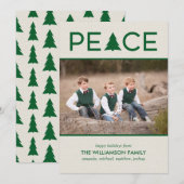 Peace Holiday Tree Aangepaste foto Beige Green Feestdagenkaart (Voorkant / Achterkant)
