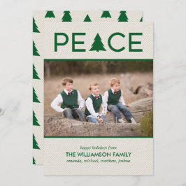Peace Holiday Tree Aangepaste foto Beige Green Feestdagenkaart