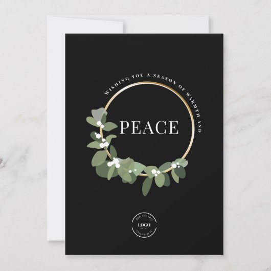 Peace Holiday Wreath Corporate Logo Business Feestdagenkaart (Voorkant)
