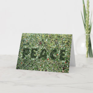 Peace Holly Christmas wenskaart Feestdagen Kaart