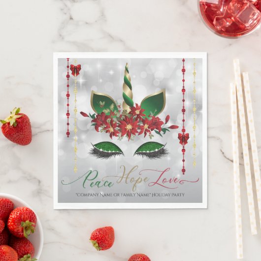 Peace Hope and Love Holiday Unicorn Servet (Insitu)