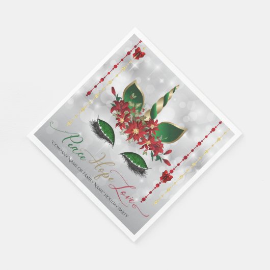Peace Hope and Love Holiday Unicorn Servet (Hoek)