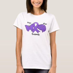 PEACE HOPE-bewustzijn Paarse linthersenen T-shirt