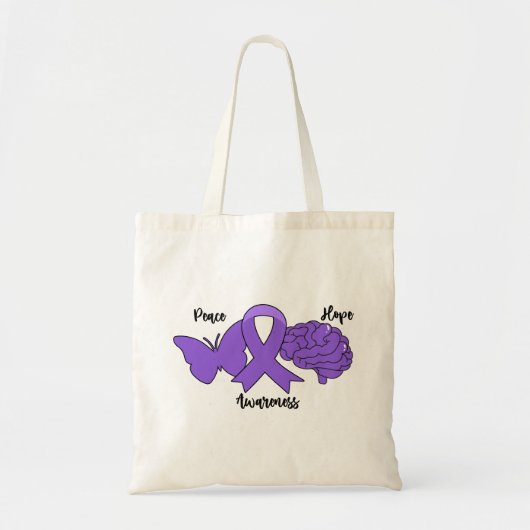 PEACE HOPE-bewustzijn Paarse linthersenen Tote Bag (Voorkant)