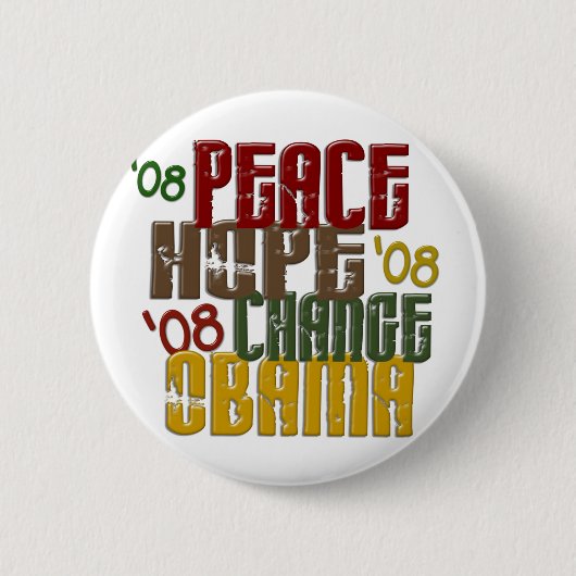 Peace Hope Change Obama 1 Ronde Button 5,7 Cm (Voorkant)