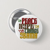 Peace Hope Change Obama 1 Ronde Button 5,7 Cm (Voorkant /achterkant)