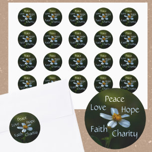 Peace Hope Charity Love Faith Daisy Ronde Sticker