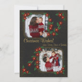 Peace & Hope Floral Christmas Glitter Zwart Foto Feestdagenkaart (Achterkant)