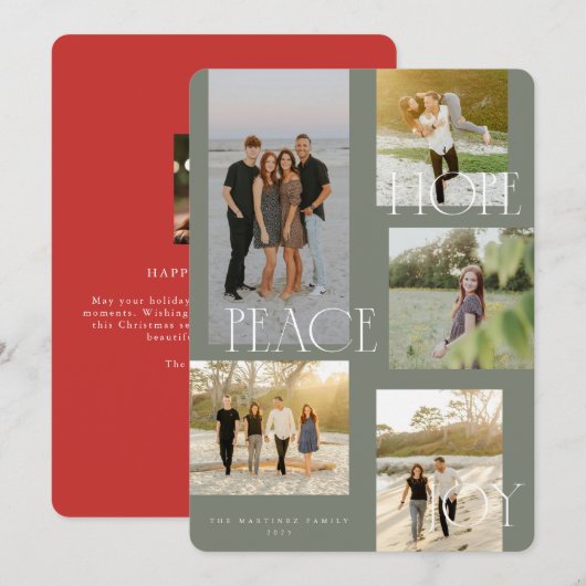 Peace Hope Joy Christmas Kaart (Voorkant / Achterkant)