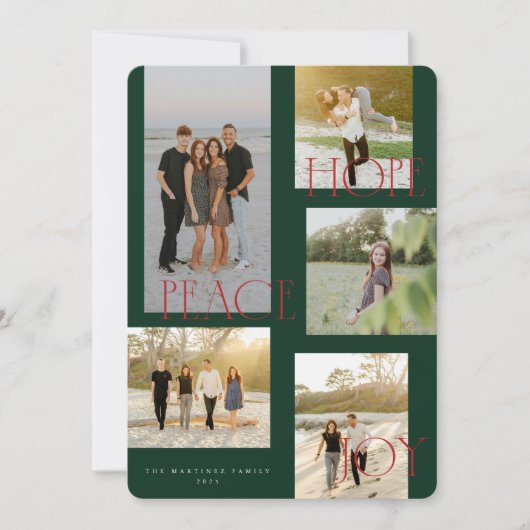 Peace Hope Joy Christmas Kaart (Voorkant)