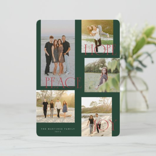 Peace Hope Joy Christmas Kaart (Staand voorkant)