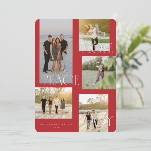 Peace Hope Joy Christmas Kaart (Staand voorkant)