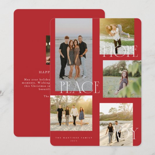 Peace Hope Joy Christmas Kaart (Voorkant / Achterkant)