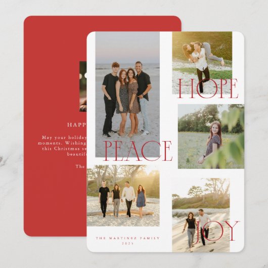 Peace Hope Joy Christmas Kaart (Voorkant / Achterkant)