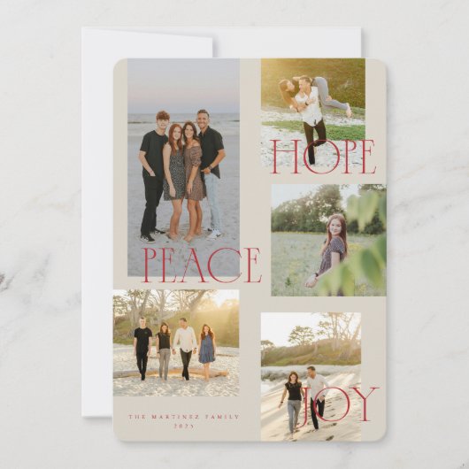 Peace Hope Joy Christmas Kaart (Voorkant)
