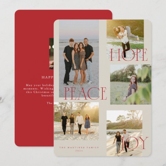 Peace Hope Joy Christmas Kaart (Voorkant / Achterkant)