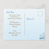 Peace Hope Joy Family Foto Rustic Wood Snowflakes Briefkaart (Achterkant)