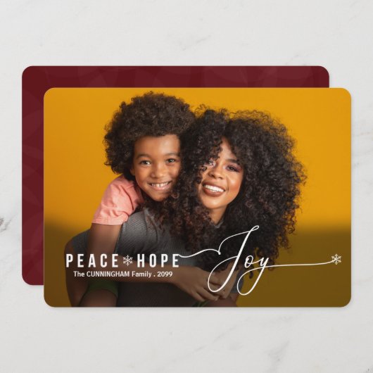 Peace Hope Joy-kerstfoto Feestdagenkaart (Voorkant / Achterkant)